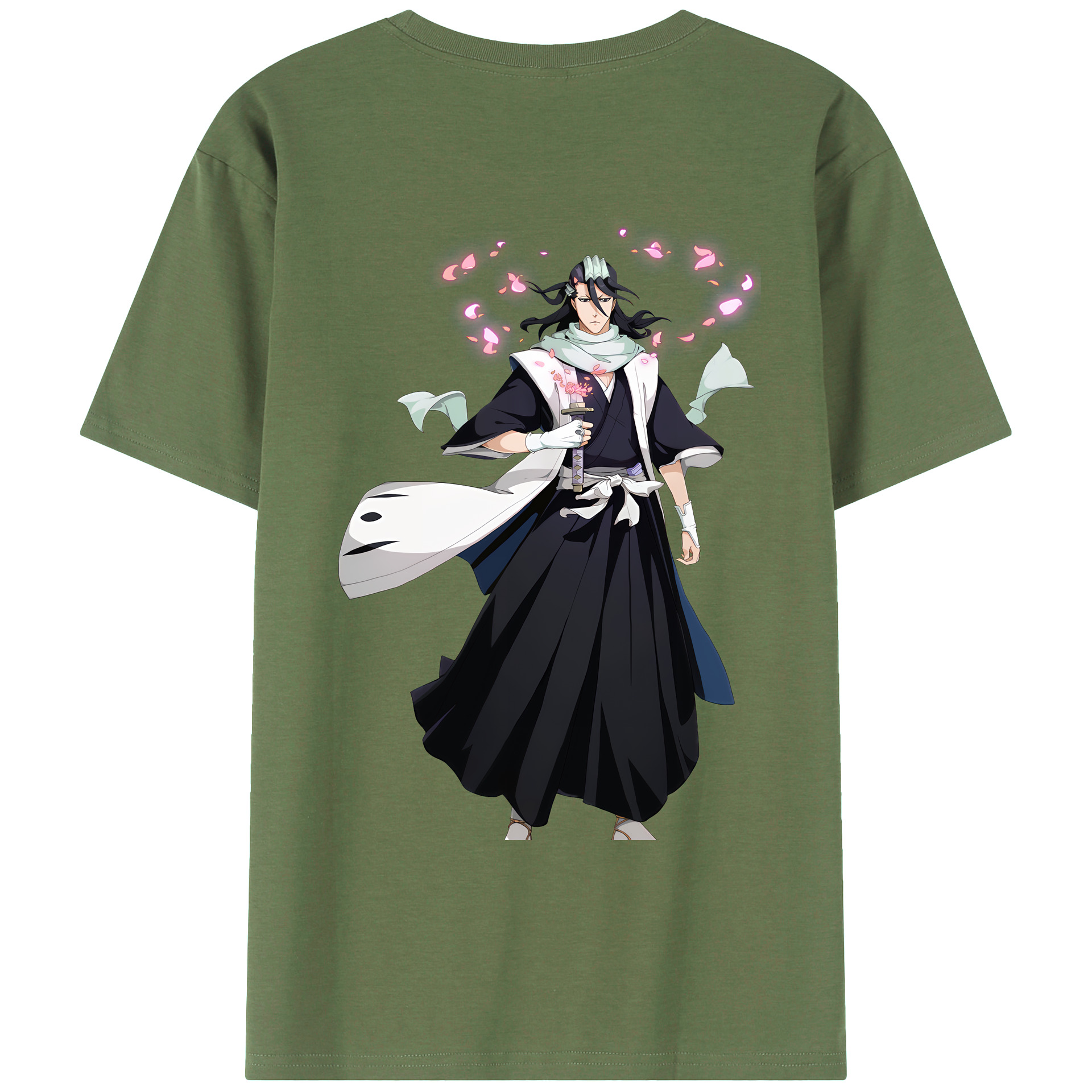（画像用） ブリーチ くちき びゃくや BLEACH Kuchiki Byakuya 綿100％ メンズ半袖Tシャツ（バックプリント） 通気性